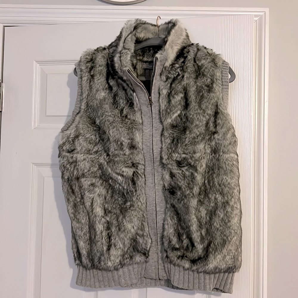 Grey faux fur vest